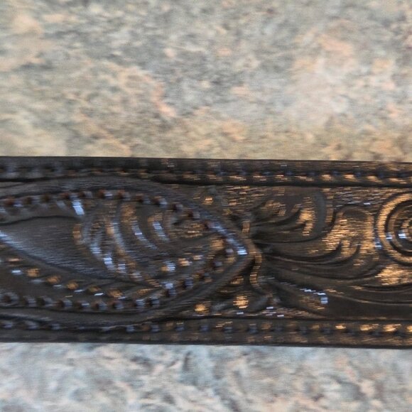 Nocona Black Leather Belt with Silver Buckle - Picture 12 of 13
